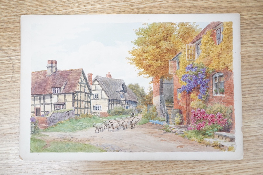 Alfred Robert Quinton, watercolour on card, Cropthorne village, Worcestershire, signed, 20 x 30cm, unframed. Condition - fair